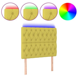 Zagłówek do łóżka z LED, zielony, 90x7x118/128 cm, tkanina