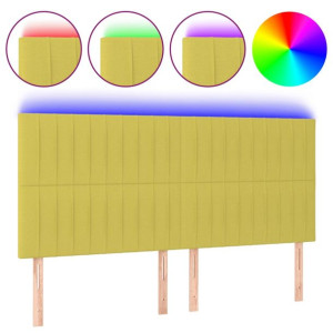 Zagłówek do łóżka z LED, zielony, 200x5x118/128 cm, tkanina