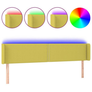 Zagłówek do łóżka z LED, zielony, 163x16x78/88 cm, tkanina