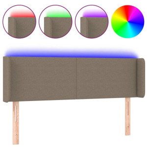 Zagłówek do łóżka z LED, taupe, 147x16x78/88 cm, tkanina