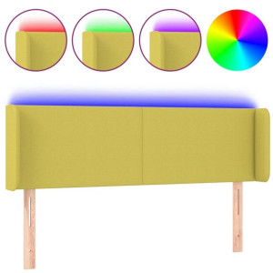 Zagłówek do łóżka z LED, zielony, 147x16x78/88 cm, tkanina