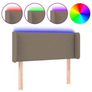 Zagłówek do łóżka z LED, taupe, 93x16x78/88 cm, tkanina