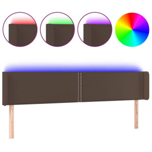 Zagłówek do łóżka z LED, brązowy, 163x16x78/88cm sztuczna skóra