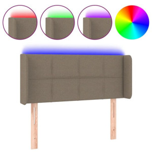 Zagłówek do łóżka z LED, taupe, 93x16x78/88 cm, tkanina