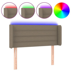 Zagłówek do łóżka z LED, taupe, 103x16x78/88 cm, tkanina