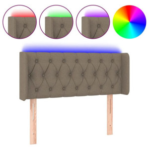 Zagłówek do łóżka z LED, taupe, 93x16x78/88 cm, tkanina