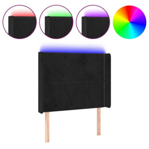 Zagłówek do łóżka z LED, czarny, 103x16x118/128 cm, aksamit