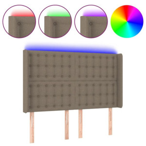 Zagłówek do łóżka z LED, taupe, 147x16x118/128 cm, tkanina