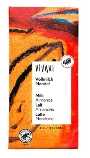 Czekolada mleczna z migdałami BIO 100 g Vivani