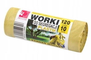 Bratek, Worki, żółte, do plastiku 120l, 10 sztuk