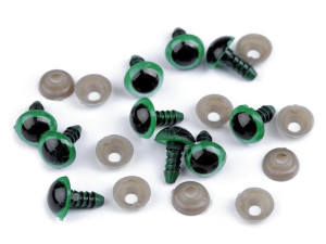 Oczy do maskotek okrągłe 10mm zielone z zatyczką