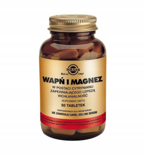 Solgar Wapń i Magnez w postaci cytrynianu 50 tabl.