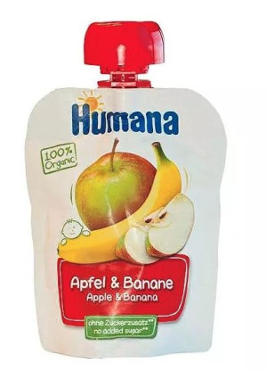 Humana 100% Organic Mus Jabłko-Banan 6m+ 90g