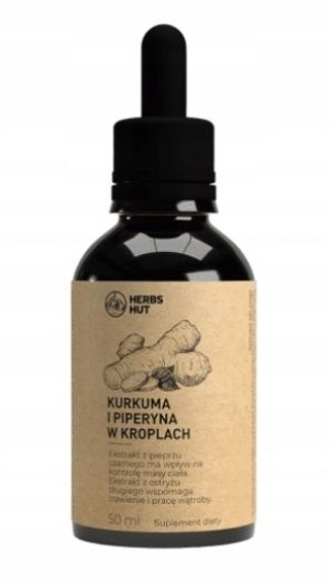 Noble Health, Kurkuma i piperyna w kroplach, 50 ml