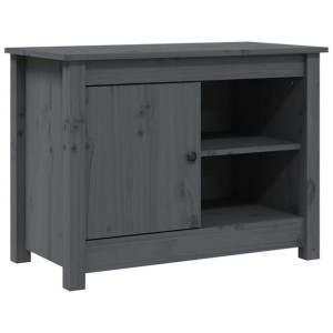 Szafka pod telewizor, szara, 70x36,5x52 cm, lite drewno sosnowe