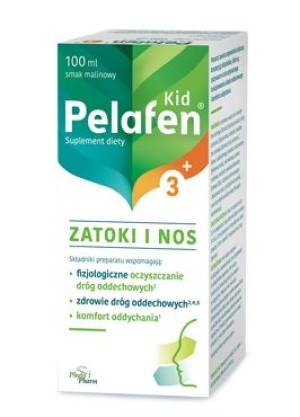 Pelafen Kid, Zatoki i nos, malinowy płyn, 100 ml