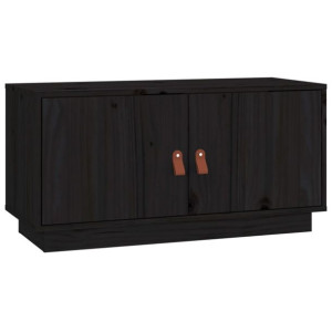 Szafka pod TV, czarna, 80x34x40 cm, lite drewno sosnowe