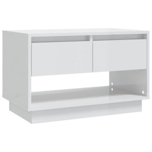 Szafka pod TV, wysoki połysk, biała, 70x41x44 cm, płyta wiórowa