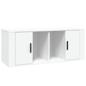 Szafka pod TV, biała, 100x35x40 cm, materiał drewnopochodny
