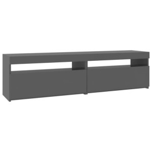 Szafki pod TV z LED, 2 szt., szare z połyskiem, 75x35x40 cm