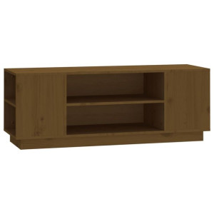 Szafka pod TV, miodowy brąz, 110x35x40,5cm, lite drewno sosnowe