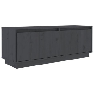Szafka pod TV, szara, 110x34x40 cm, lite drewno sosnowe