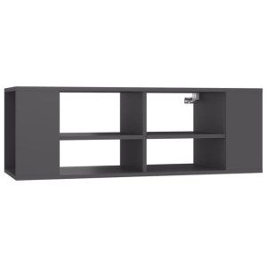 Wisząca szafka pod TV, szara, 102x35x35 cm, płyta wiórowa