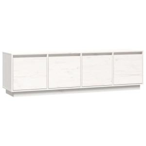 Szafka pod telewizor, biała, 156x37x45 cm, lite drewno sosnowe