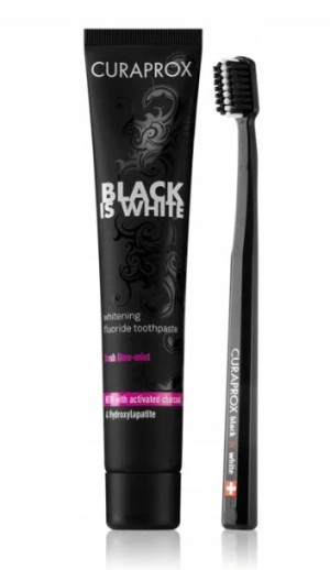 Curaprox, Zestaw Black is White 90ml+Szczoteczka