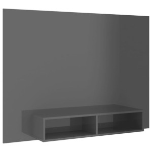 Wisząca szafka pod TV, szara z połyskiem, 135 x 23,5 x 90 cm