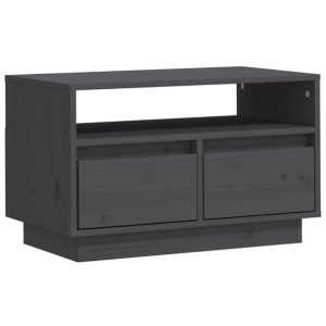 Szafka pod telewizor, szara, 60x35x37 cm, lite drewno sosnowe
