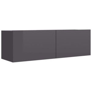 Szafka TV, szara, wysoki połysk, 100x30x30 cm, płyta wiórowa