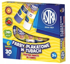 Astra, Farby plakatowe w tubkach, 6 kolorów