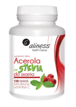 Aliness, Acerola ze stewią, 120 tabletek do ssania