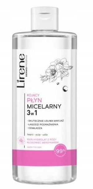 Lirene, Płyn micelarny 3w1 Hydrolat z róży, 400 ml
