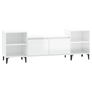 Szafka pod TV, wysoki połysk, biała, 160x35x55 cm