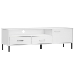 Szafka pod TV OSLO, metalowe nóżki, biała, sosnowa