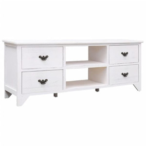 Szafka pod TV, antyczna biel, 108x30x40 cm, drewno paulownia