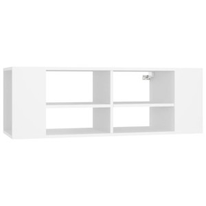 Wisząca szafka TV, biała, 102x35x35 cm, materiał drewnopochodny
