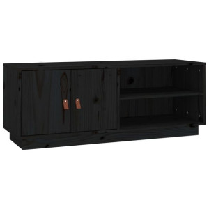 Szafka pod TV, czarna, 105x34x40 cm, lite drewno sosnowe