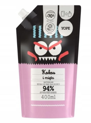 Yope, Mydło dziecięce, kokos i mięta, refill,400ml