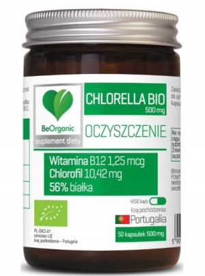 BeOrganic, Chlorella BIO 500 mg, 50 kapsułek
