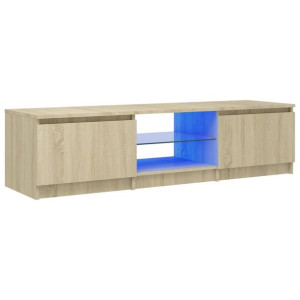 Szafka pod TV, z LED, dąb sonoma, 140 x 40 x 35,5 cm