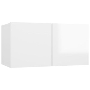Szafka wisząca pod TV, wysoki połysk, biała, 60x30x30 cm