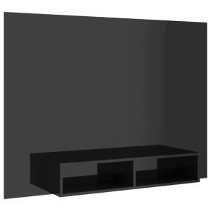 Wisząca szafka pod TV, czarna z połyskiem, 135 x 23,5 x 90 cm
