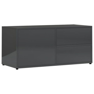 Szafka pod TV, szara, wysoki połysk, 80x34x36 cm, płyta wiórowa