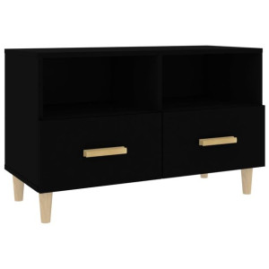 Szafka pod TV, czarna, 80x36x50 cm, materiał drewnopochodny