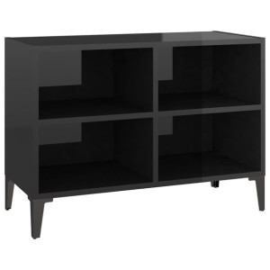 Szafka TV z metalowymi nóżkami, czarna, połysk, 69,5x30x50 cm