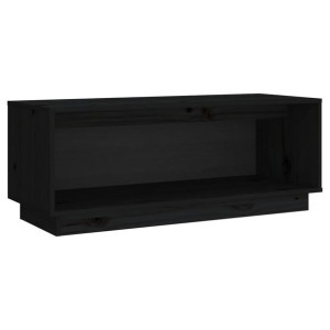 Szafka pod telewizor, czarna, 90x35x35 cm, lite drewno sosnowe