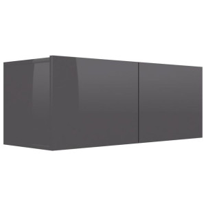 Szafka TV, wysoki połysk, szara, 80x30x30 cm, płyta wiórowa